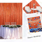 ShinyBeauty Orange Navy Blue Sequin Backdrop 4 Panels 2FTx8FT Glitter Background Sparkle Curtains Wedding Backdrops Birthday Backdrops for Photography Background - Image 5