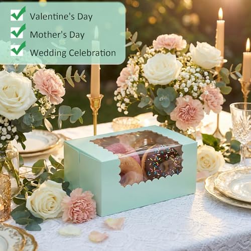 Ireer 60 Pcs 8x4x4 Inch Bakery Boxes with Window for Bread, Sage Green - Image 3