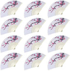 LYART 5Pcs Chinese Japanese Cherry Design Paper Lamp for Shade and 17Pcs Silk Folding Hand Fan for Church Wedding Gift Party Favors DIY Decoration - Image 2