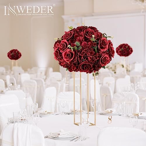 Burgundy Flowers Balls for Centerpieces: 15.7in Diam, Set of 10 - Image 2