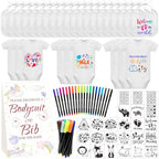 Bibs Bodysuits Baby Shower Game Sign Set Newborn Onesies Feeder Gift Fabric Marker Stencils Kit by Aisharery