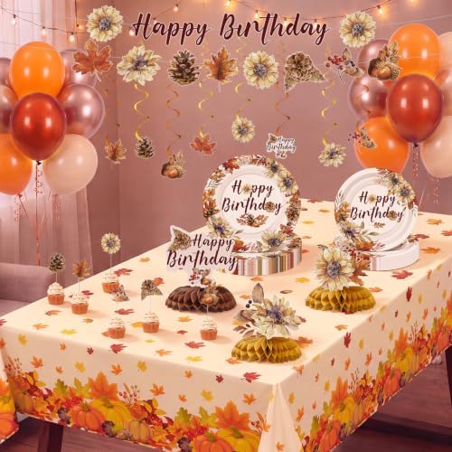 132 Pcs Fall Happy Birthday Party Decoration Set Serves 25 - Image 5