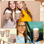 100 Sets 16oz Cielito Lindo Cups Mexican Paper Cup Copas De Barro Disposable Fiesta Coffee Drink Mug with Lid Sleeve for Birthday Baby Shower Wedding Party Supply Cafe Shop Decoration - Image 6