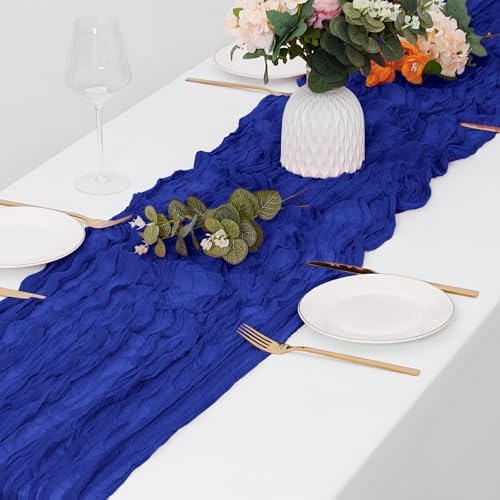 15 Pack Royal Blue Cheesecloth Table Runner 17 x 108 inch Cheese Cloth Table Runners 9ft Blue Table Runner Rustic Romantic Sheer Gauze Runner for Wedding Party Baby Shower Table Decoration - Image 4