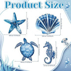 4 Pack Under The Sea Party Decorations Sea You Soon Decoration 20.47 Inch Large Birthday Party Cardboard Cutout Blue Turtle Seahorse Starfish Shell Stand-ups Ocean Theme Photo Booth Props - Image 3