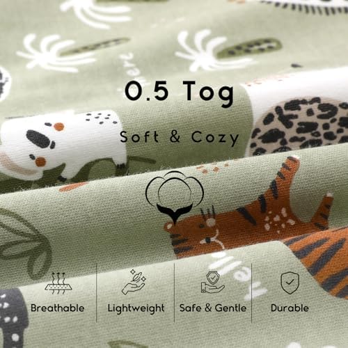 Yoofoss Baby Sleep Sack 12-18 Month 0.5TOG 100% Organic Cotton 2-Way Zipper - Image 6