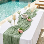 20 Pack Sage Green 17 x 108 Inch Cheesecloth Table Runner - Boho Gauze Sheer Fabric for Wedding Baby Shower Party Home Decor - Image 3