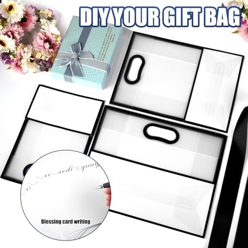 GAWBYET 24 Pcs Clear Plastic Gift Bags with Handles,Black - Image 4