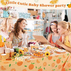 Ceenna 452 Pcs Orange Theme Party Supplies for 50, Little Cutie Is on the Way Paper Plates Napkins Cups Tablecloth Cutlery Straw Disposable Tableware for Summer Birthday Baby Shower Party Decoration - Image 4