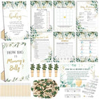 Funnymoom 426 Pcs Baby Shower Games Set Greenery, 8 Games with Bingo by Funnymoom