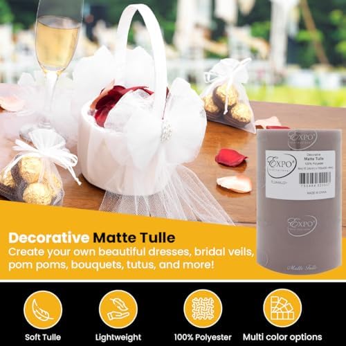 Expo International Decorative Matte Tulle, Roll/Spool of 6” X 100 Yards, Lightweight Polyester Tulle Fabric for Tutus, Costumes, and Party Decorations, Washable, Easy-to-Use, Light Gray - Image 5