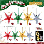 Hortsun 20 Set Paper Star Lanterns Lighted 3D,Red, Green, Gold, Silver - Image 2