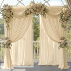 40ft x 10ft Champagne Backdrop Curtains, Wrinkle-Free Sheer Chiffon Fabric Photo Backdrop Drapes for Wedding Arch Party Ceremony Stage Photography Decorations - Image 5