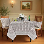 Ridhi Taupe Hand Block Print 100% Cotton Rectangle Tablecloth 118 x 70 Inch - Image 2