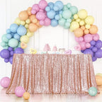 Poise3EHome Rose Gold Sequin Tablecloth 90×132 Inch Rectangle Sparkly Fabric Table Cover for Birthday Christmas Wedding Party Holiday Baby Shower Cake Table Decoration - Image 2
