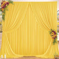 16x10FT Yellow Backdrop Curtains for Wedding Parties, Wrinkle Free Polyester Photography Backdrop Drapes for Wedding Baby Shower Birthday Parties Stage Background Stand Decorations 4x10ft,4 Panels by Partisky
