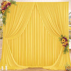 16x10FT Yellow Backdrop Curtains for Wedding Parties, Wrinkle Free Polyester Photography Backdrop Drapes for Wedding Baby Shower Birthday Parties Stage Background Stand Decorations 4x10ft,4 Panels by Partisky