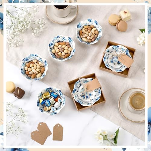 SiliFine 24 Pcs Wedding Favors for Guests Small Ceramic Bowls, Rose, Blue - Image 2