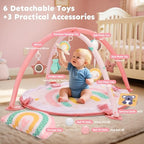 7-in-1 XL Large Baby Play Gym Mat, Tummy Time Mat, Baby Gym & Ball Pit, Baby Activity Mat with Milestone Cards & 6 Detachable Toys for Sensory Motor Skill, Rainbow - Image 3