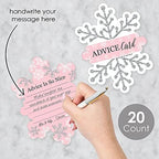 Big Dot of Happiness Pink Winter Wonderland - Wish Card Holiday Snowflake Birthday Party and Baby Shower Activities - Shaped Advice Cards Game - Set of 20 (Pack of 2) - Image 3