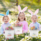 Honeydak 6 PCS Colorful Eggs Bunny Canvas Basket for Kids Carry Tote - Image 4