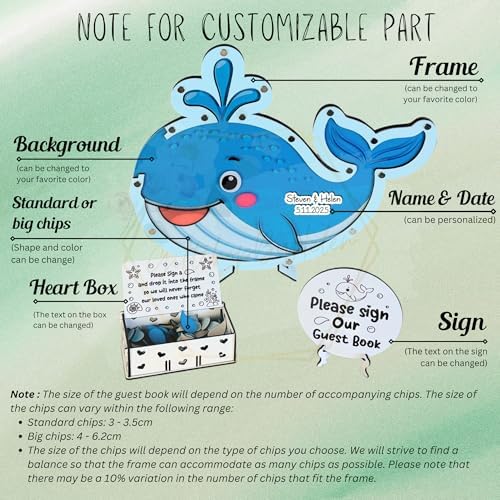 Whale Guest Book Alternative, Personalized Wooden Ocean Wedding Keepsake - Image 7
