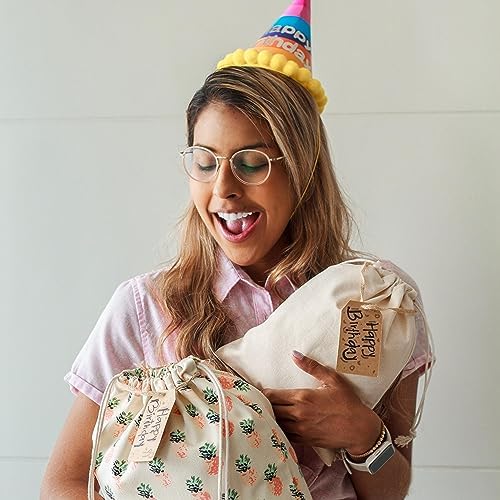 12 PCS Reusable gift bags with drawstring + 15 gift tags | Fabric gift bags in 3 Sizes | Gift wrapping alternative, storage bags, travel & party favor bags. 2nd Ed. - Image 3