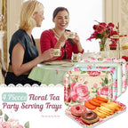 4 Pieces Flowers Serving Trays Melamine Platters - Image 4