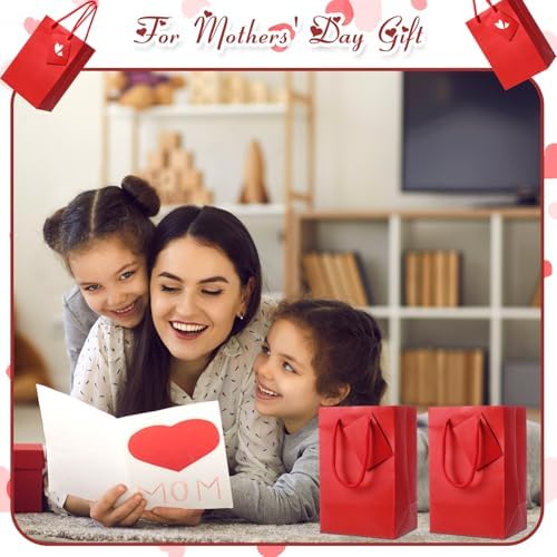 Sherr 50 Pcs Red Gift Bags with Handles Tags 5.3 x 3.7 x 8.1 Inches Small Glossy Paper Bags Bulk Wedding Birthday Baby Shower Party Favor Gifts - Image 6