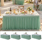 Green Tulle Tablecloth for 6 Ft Rectangle Tables 4-Pack, Ideal for Weddings by PartyVillage