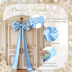 Crowye 13 Pcs Large Pink Bow Decor Set for Party Wedding, Blue, Satin - Image 3