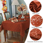 SASTYBALE Rectangle Jacquard Tablecloth, Rust Red/Burnt Orange, 60"x102" - Image 3