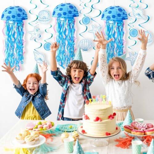 Whaline 30 Pcs 10'' Cartoon Sponge Themed Birthday Party Decor, Jellyfish - Image 7