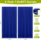 Wokceer Royal Blue Backdrop Curtain Drapes for Parties, 3Pack 10x8FT - Image 2