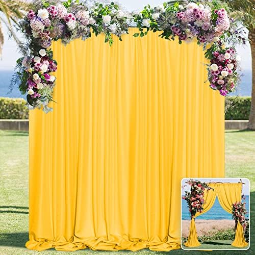 Yellow Backdrop Curtain for Parties, Photography Backdrop Drape, 5ft x 10ft by MYSKYHOME