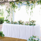 PARTISKY White Polyester Table Skirt for Rectangle Tables 12f, Wrinkle Resistant Pleated Ruffle Table Cloth for Birthday Party Banquet Wedding Baby Shower - Image 4