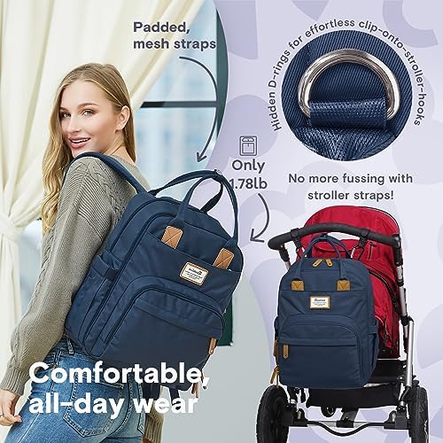 RUVALINO Baby Diaper Bag Backpack with Changing Pad, Peacock Blue - Image 5