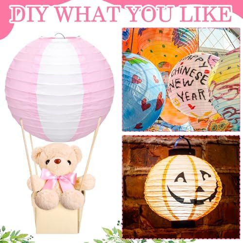 Baquler 12 Sets Hot Air Balloon Centerpieces Bear, Solid Style, Pink - Image 5
