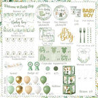 Baby Boy Shower Decorations,267pcs Baby Shower Decorations Green Plates and Napkins Cups Banner Backdrop Tablecloth Cake Topper Balloon for Sweet Baby Boy Baby Shower Decorations - Image 6