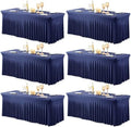 6 Packs Navy Blue Spandex Tablecloths for 8 Foot Rectangle Tables by PartyTalk