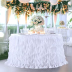 Partisky White Tulle Curly Willow Table Skirt for Rectangle Table 9ft, Ruffle Tutu Table Cloth for Wedding,Bridal Shower, Baby Shower,Birthday Party - Image 3