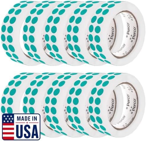 Perco Teal Perforated Round Circle Dot Sticker 1/2-Inch Labels — 10 Rolls, 30,000 Stickers - Planners, Invitations for Aesthetic Coding, Modern Organization & Labeling, Strong Adhesive - Made in USA by Perco