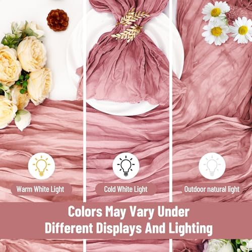 Cupuamon 100 Pack Cheesecloth Napkins 20x20 Inch Dinner Table Napkins Boho Washable Rustic Gauze Napkins Bulk for Wedding Bridal Baby Shower Party Decor (Dusty Pink) - Image 3