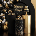 Tigeen 3 Pcs Cylinder Pedestal Stand Covers for Party Cylinder Pedestal Covers Decoration Elastic Pillars Plinth Display Cover for Birthday Wedding Baby Shower Table Decor(Classic,Gold and Black) by Tigeen