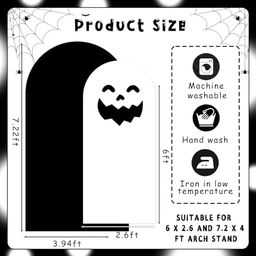 Halloween Ghost Arch Backdrop Covers Set of 2, Black White Boo Stretchy Arch Backdrop Stand Covers, Photography Background Arch Stand Covers for Baby Shower Birthday Wedding Party Decor - Image 3