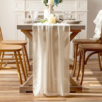 Sheer Chiffon Table Runner 35x120 Inches, Ivory 12 Pack - Image 3