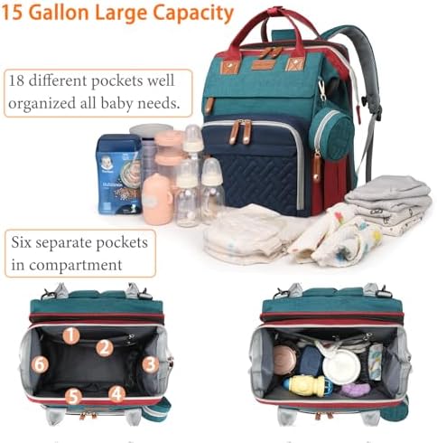 Astro alan Baby Diaper Bag with Changing Station, Waterproof Diaper Bag Backpack for Moms Dads with USB Charging Port, Baby Shower Gifts, Large Capacity diaper backpack,Red-Green-Blue - Image 3