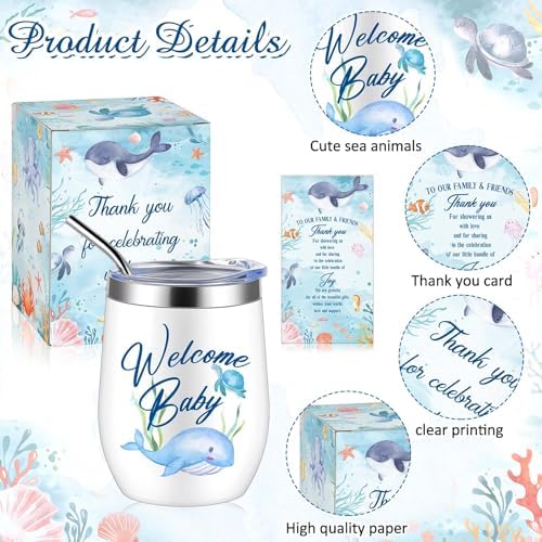 Hoolerry 6 Set Baby Shower Cups, 12oz Stainless Steel Tumbler, Sea Animal - Image 3