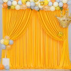 4 Panels Marigold Backdrop Curtain for Parties Wrinkle Free Photo Curtains Backdrop Drapes Fabric Decoration for Wedding Birthday Party Baby Shower 20ft(W) x 10ft(H) - Image 2