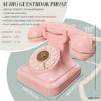 Audio Guest Book Wedding Phone with One-Touch Playback & Adjustable Volume for Wedding, Anniversary, Birthday Parties, Baby Shower(Pink S) - Image 6